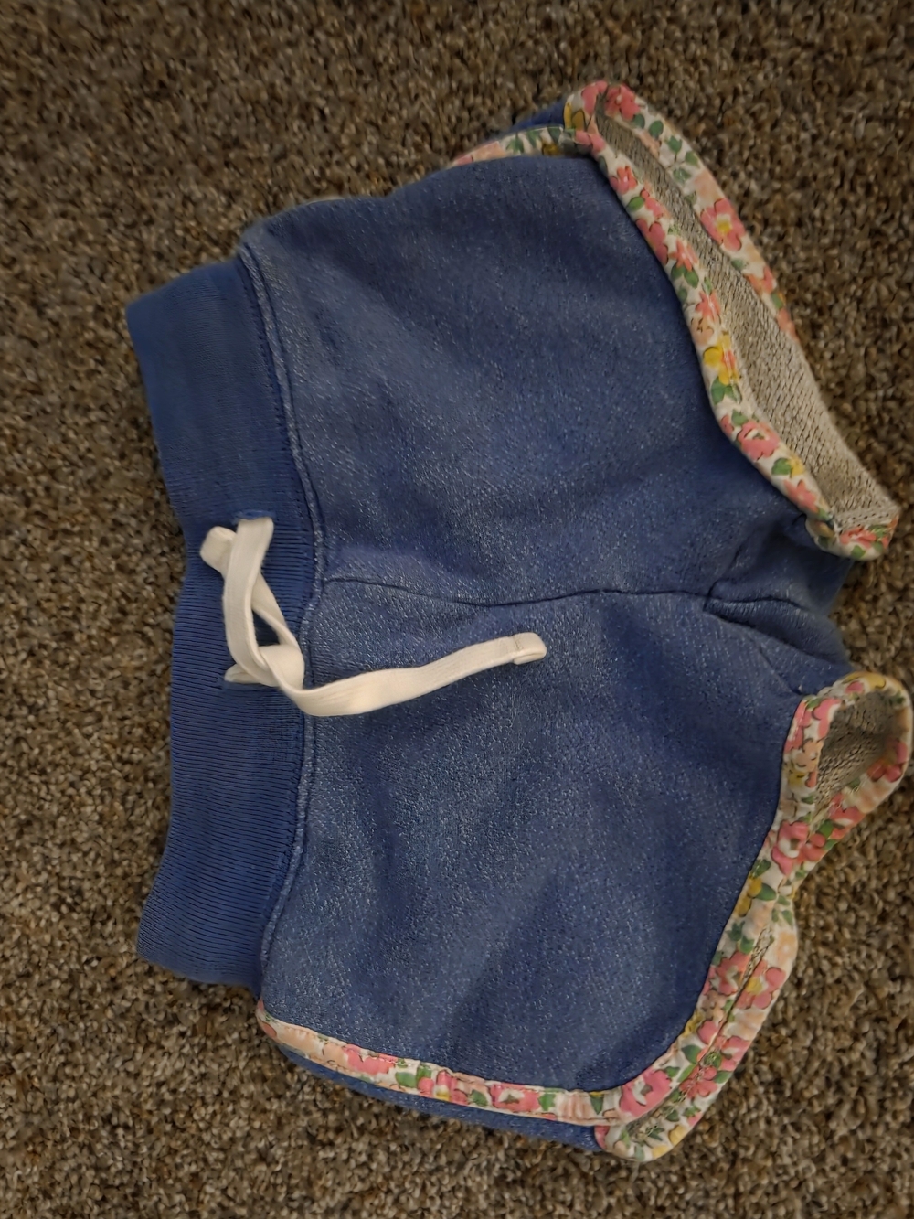 Boden Blue Knit Shorts with Floral Trim